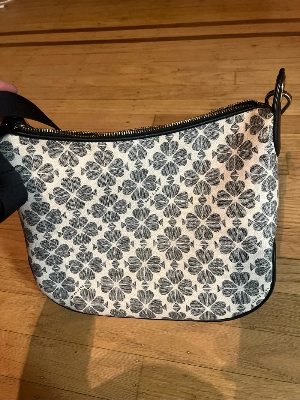 kate spade White and Black Floral Crossbody Bag